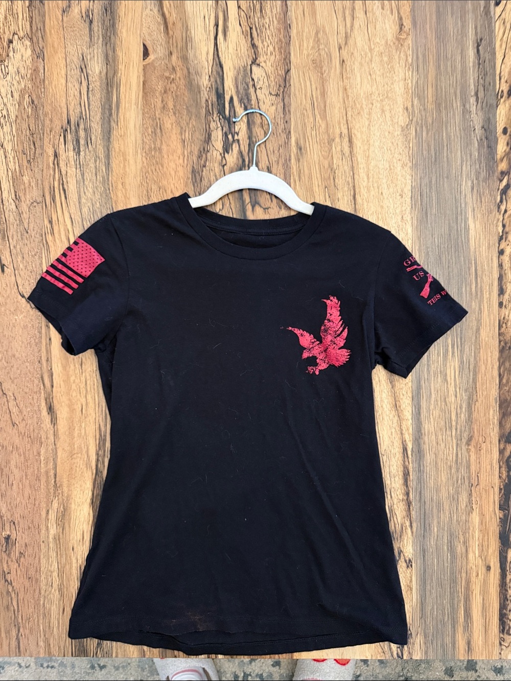 Grunt Style Black Short Sleeve Tee with Red Eagle & Flag Graphics